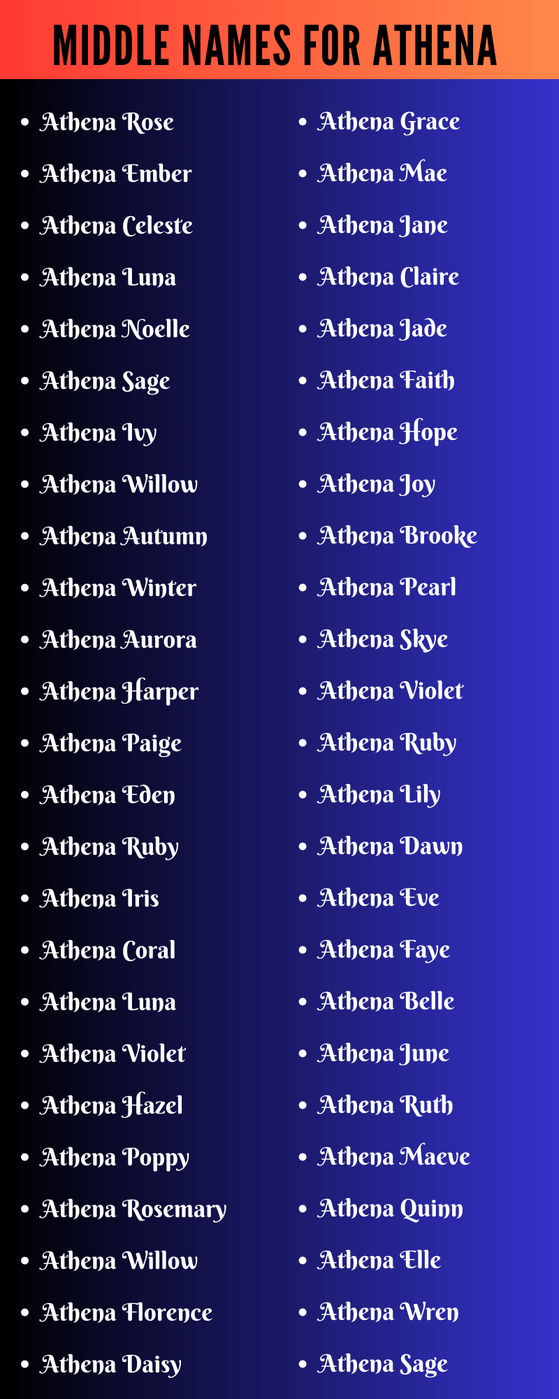 Middle Names For Athena