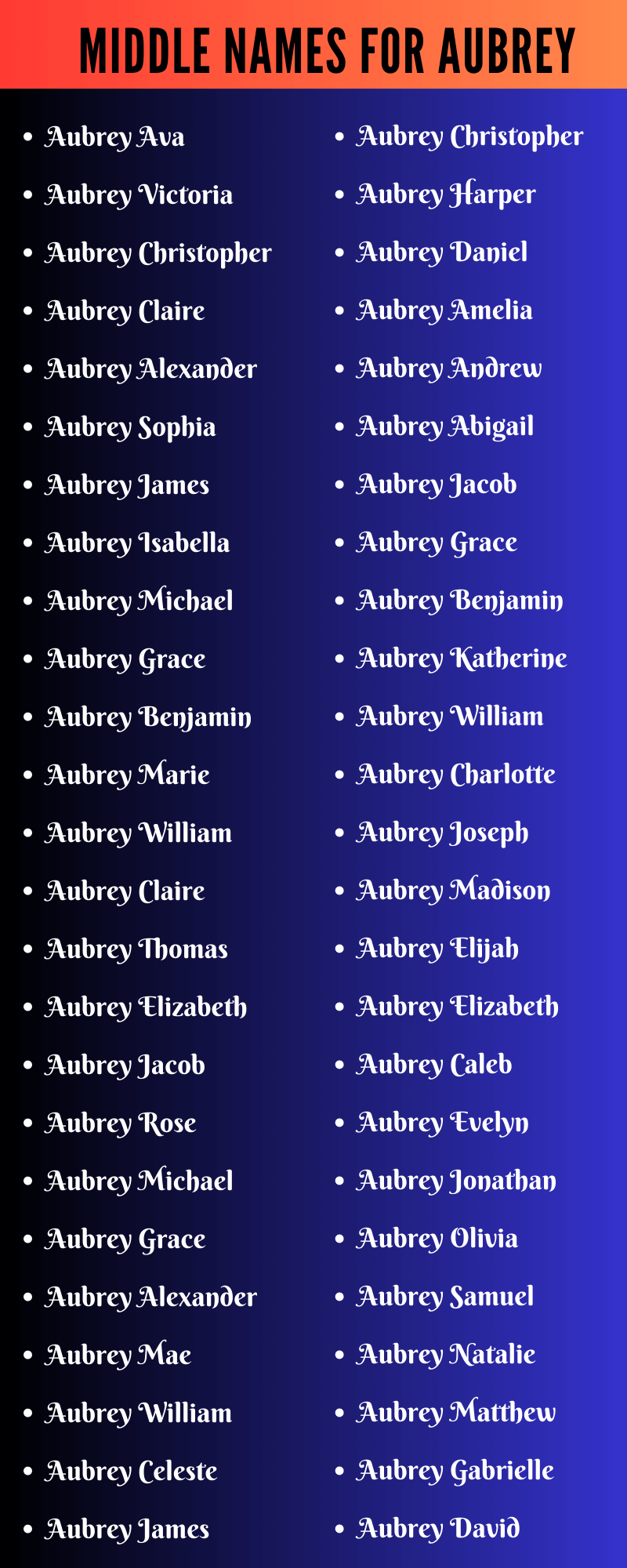 Middle Names For Aubrey