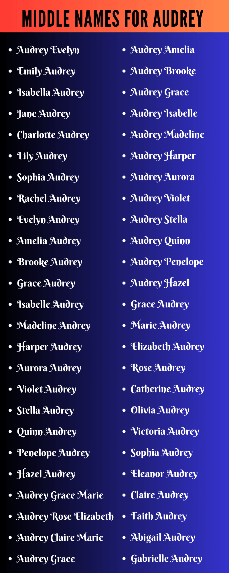 Middle Names For Audrey