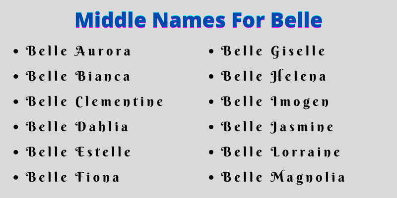Middle Name For Belle 