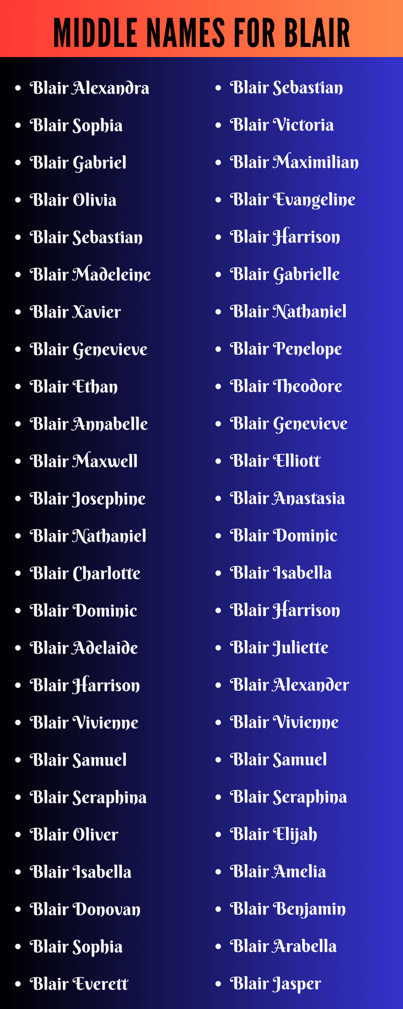 Middle Names For Blair