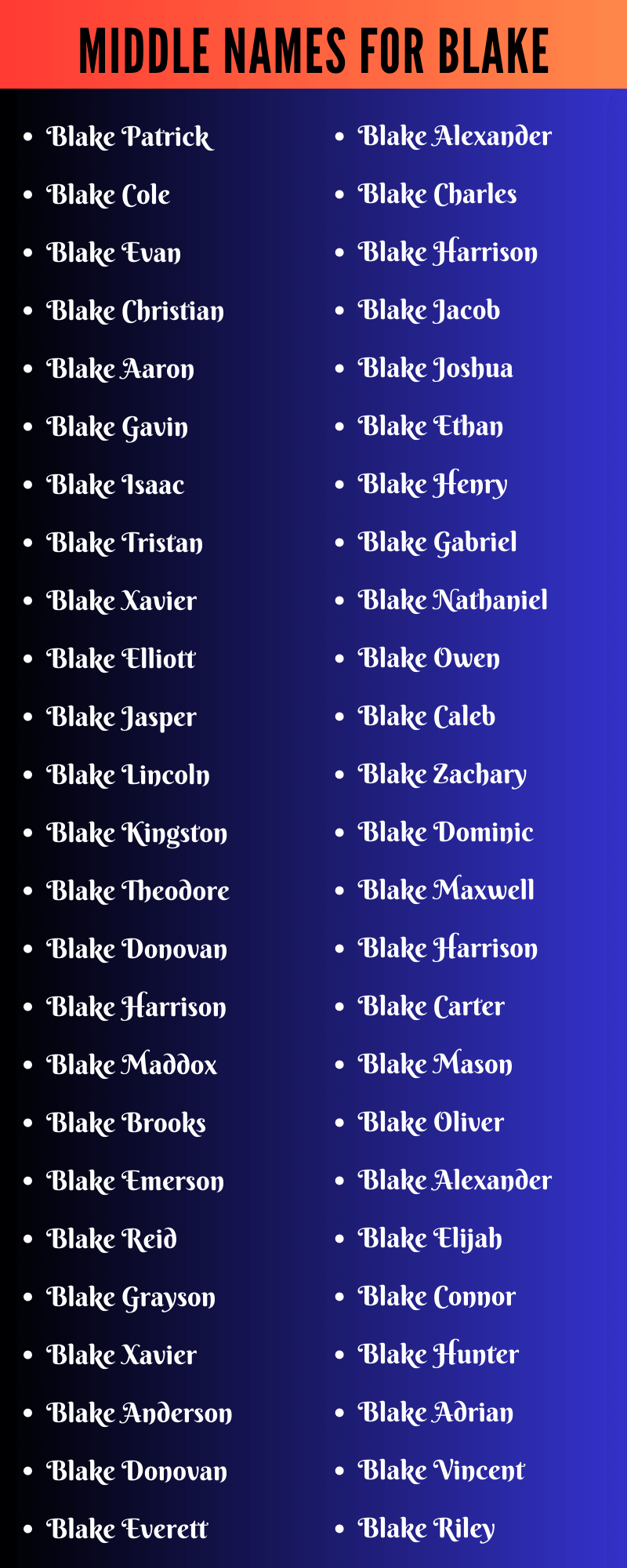 Middle Names For Blake