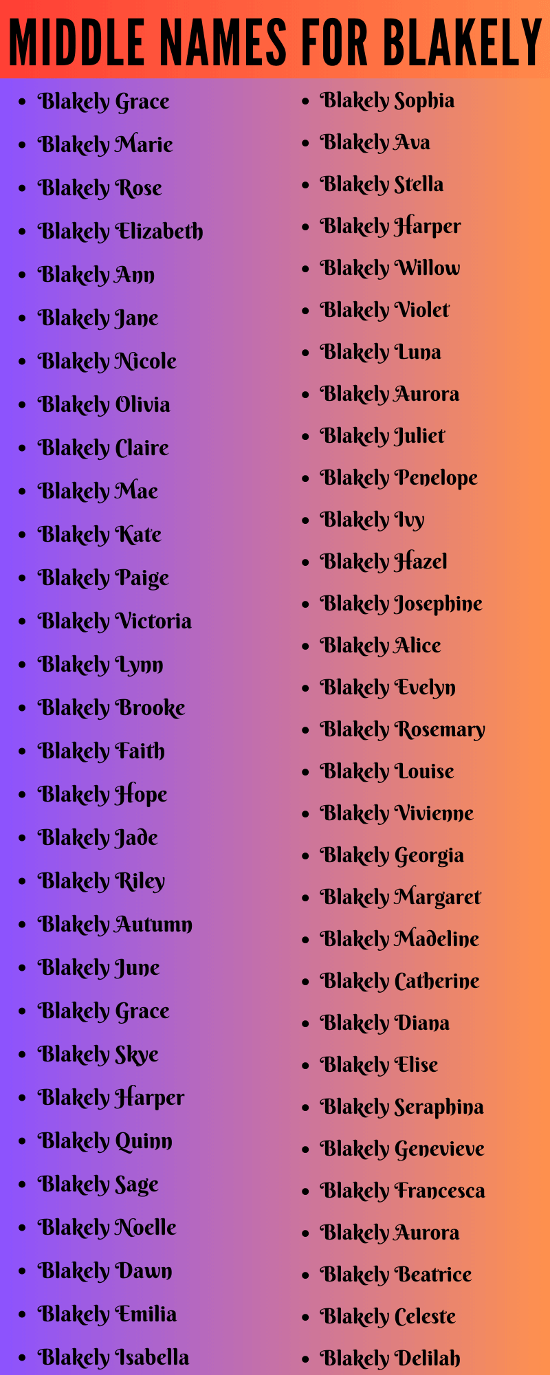 400 Cute Middle Names For Blakely That Everyone Will Love