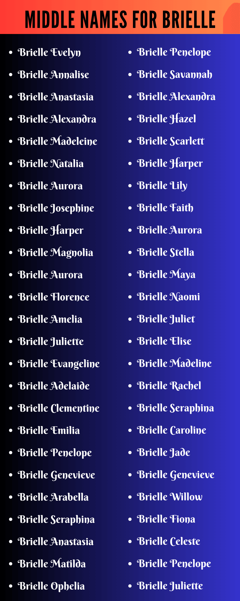 Middle Names For Brielle