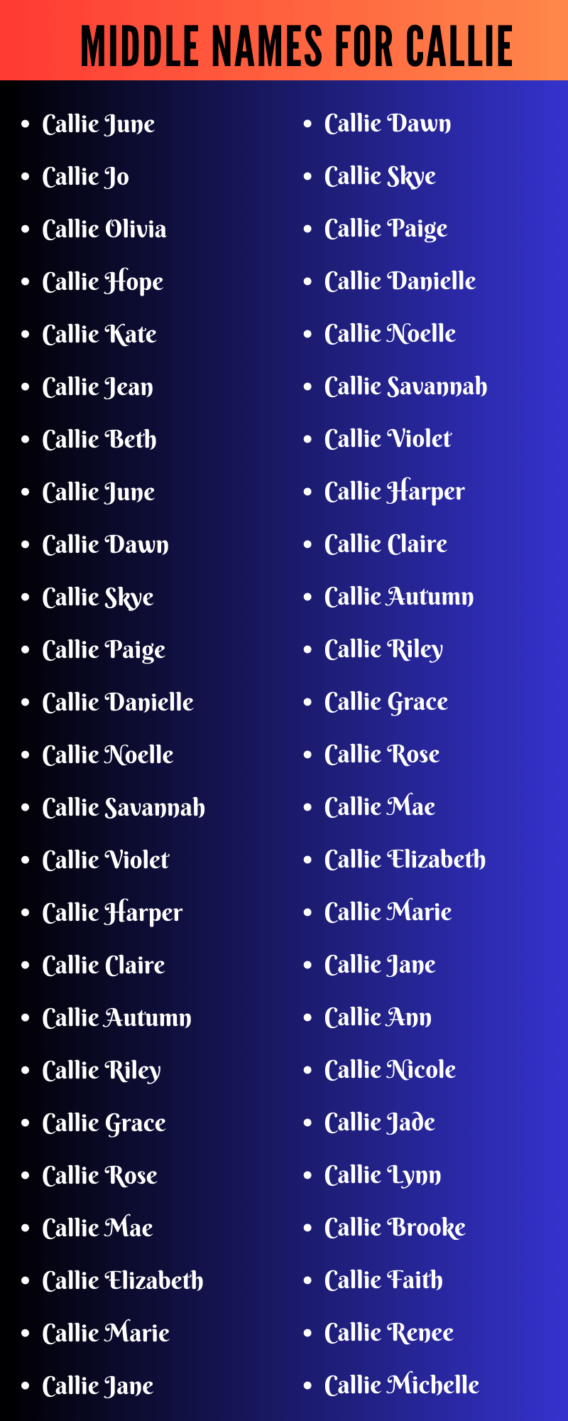 Middle Names For Callie
