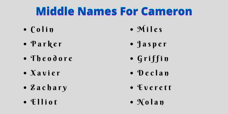 400 Catchy Middle Names For Cameron That You Will Love