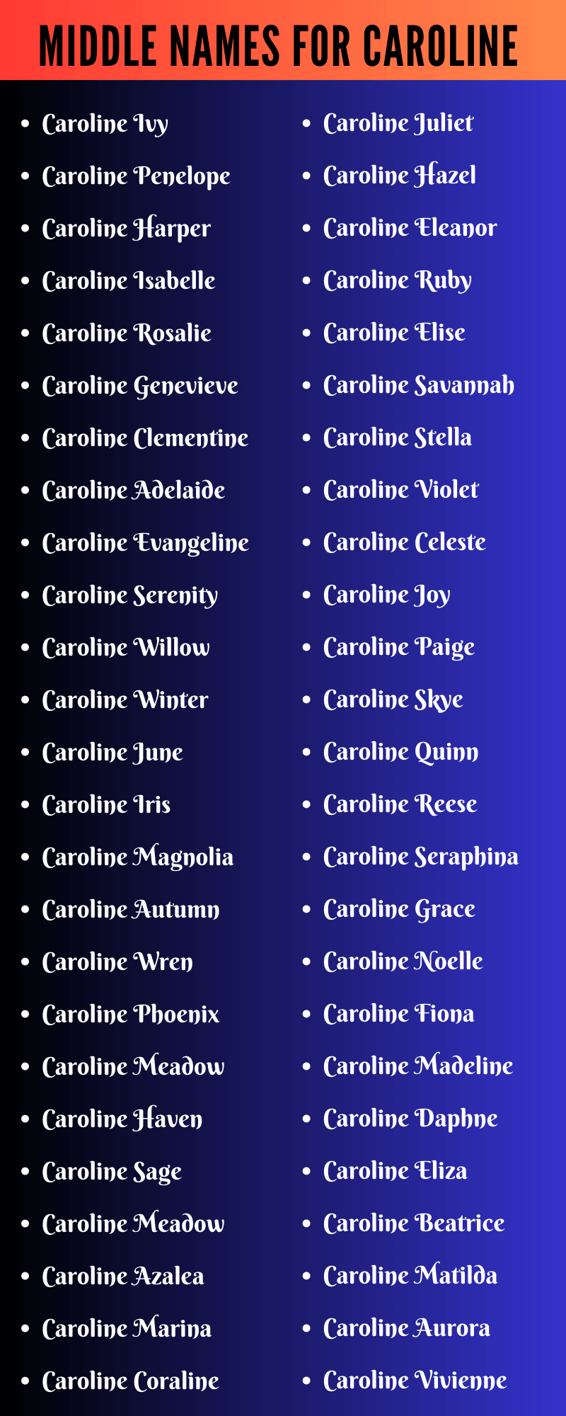Middle Names For Caroline