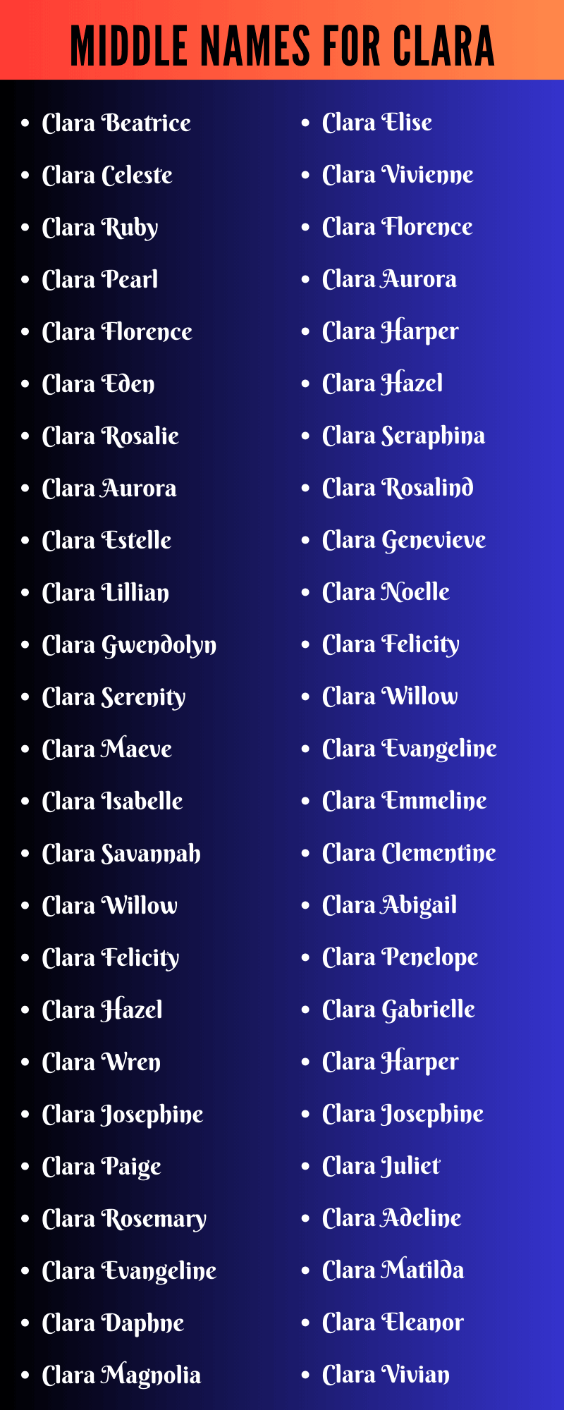 Middle Names For Clara