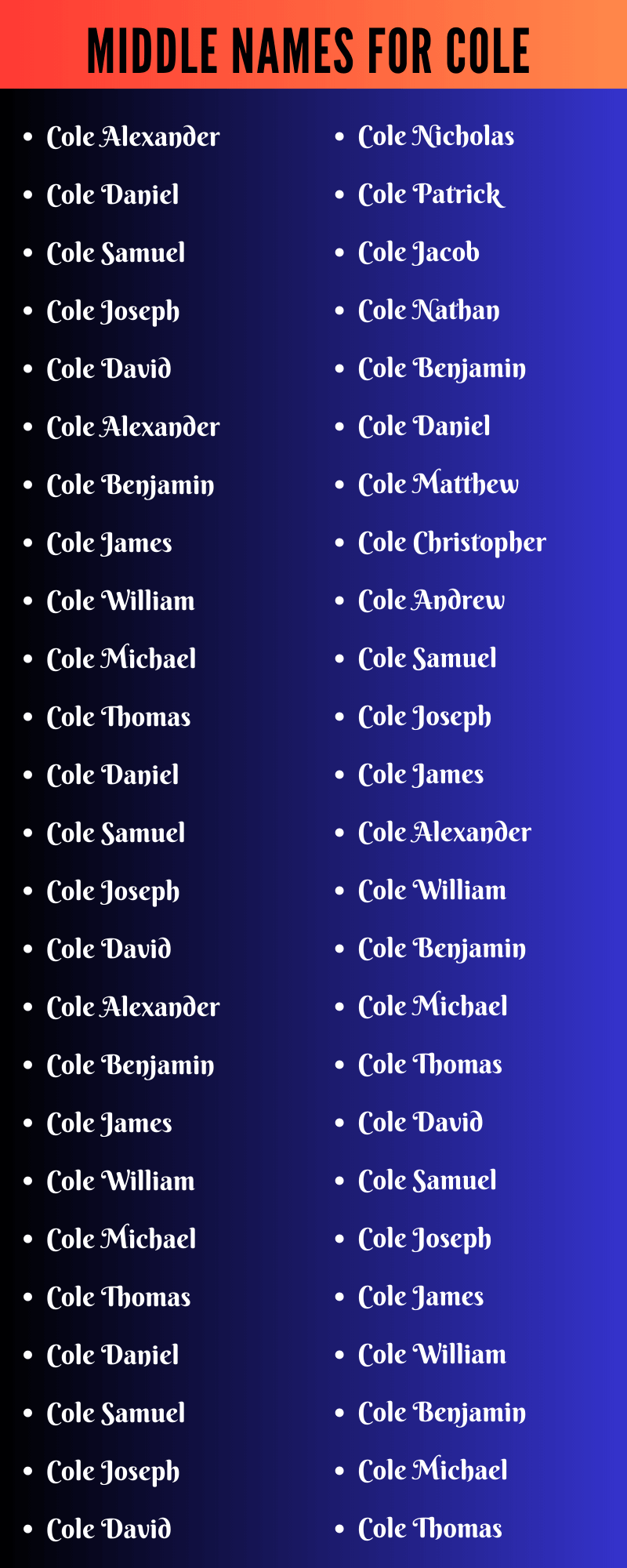 Middle Names For Cole