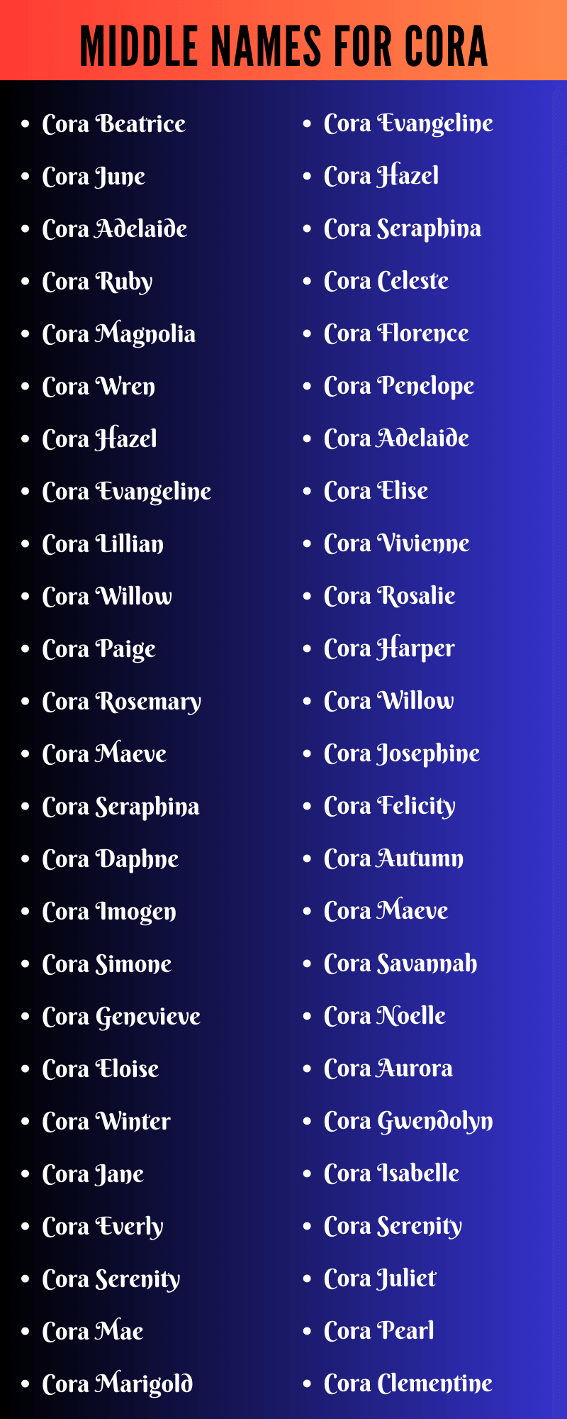 Middle Names For Cora