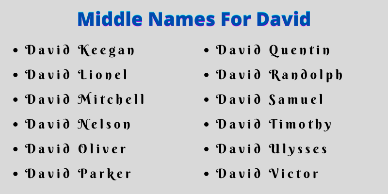 400 Catchy Middle Names For David That You Will Love