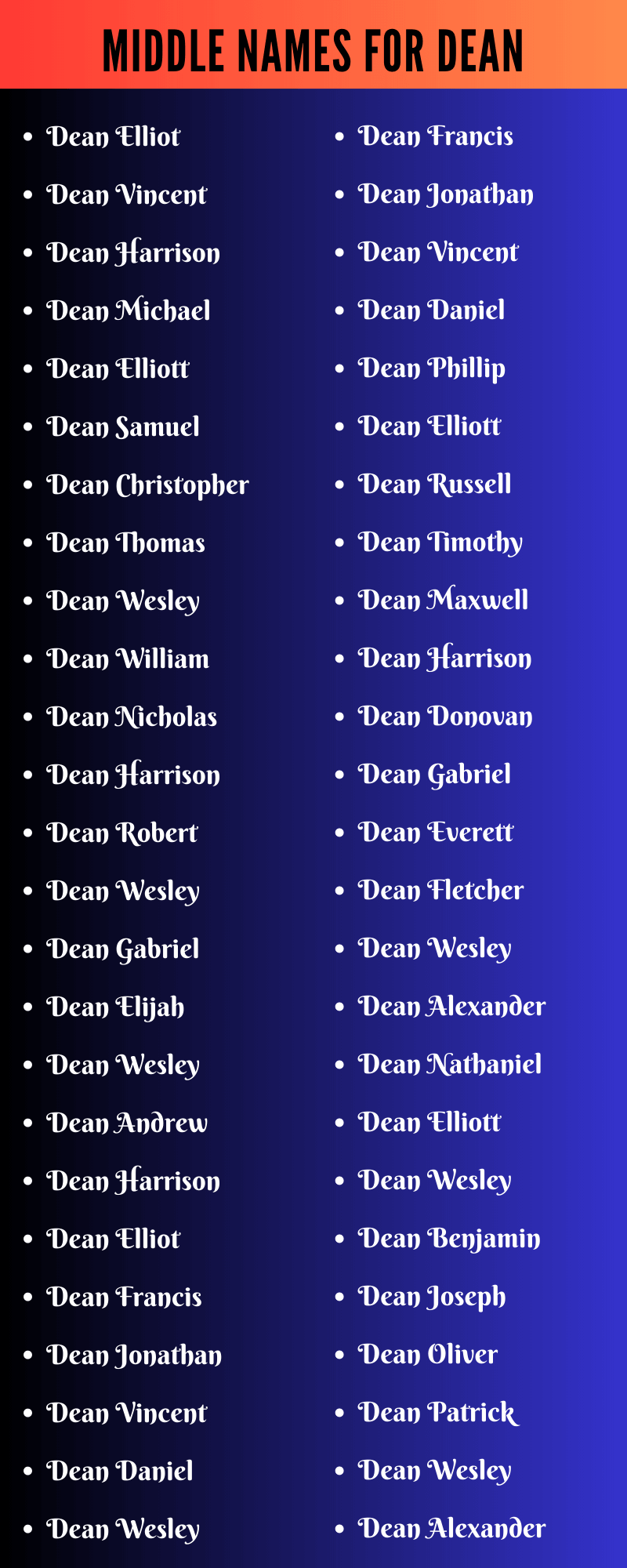 Middle Names For Dean
