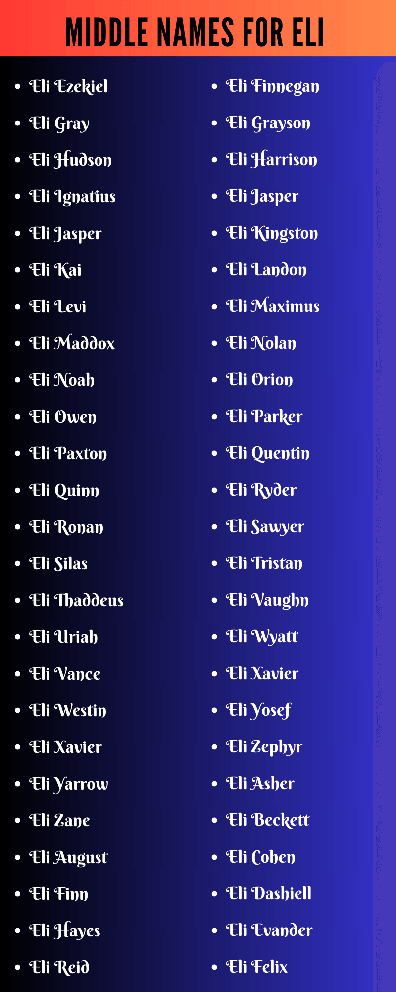 Middle Names For Eli
