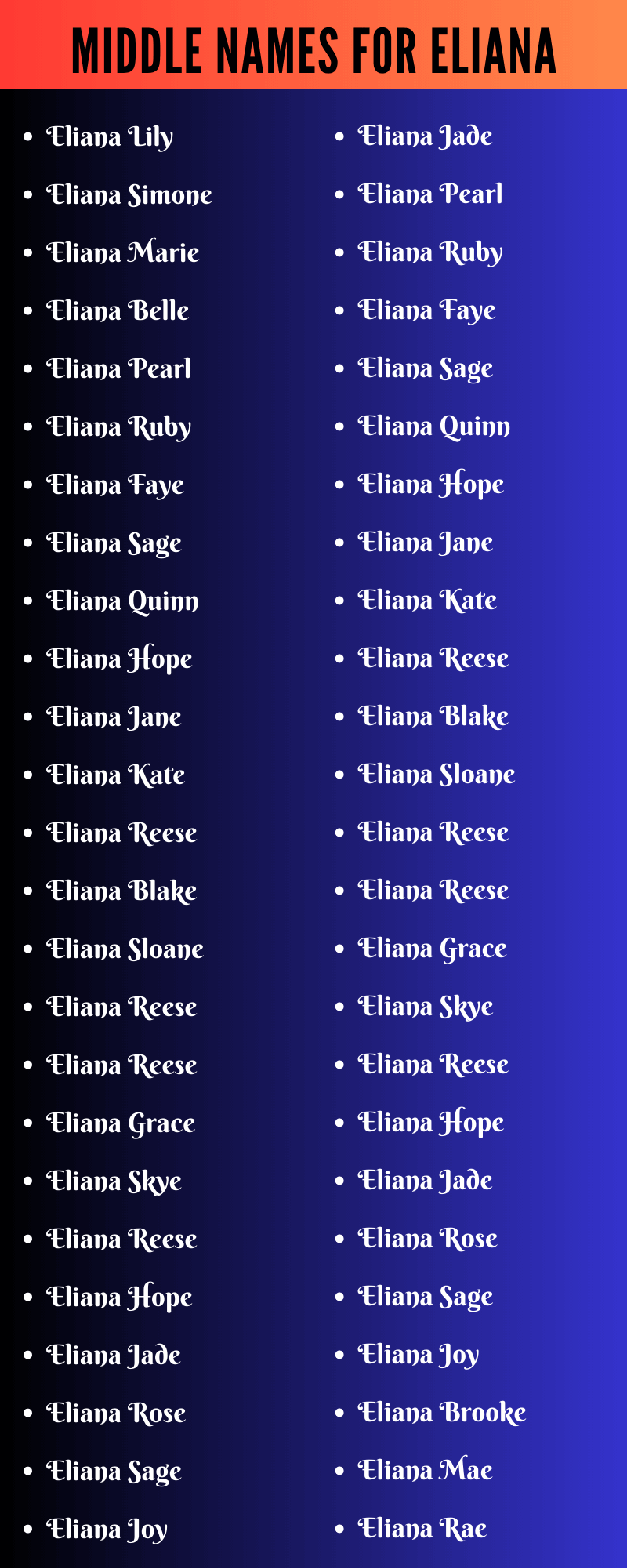 Middle Names For Eliana