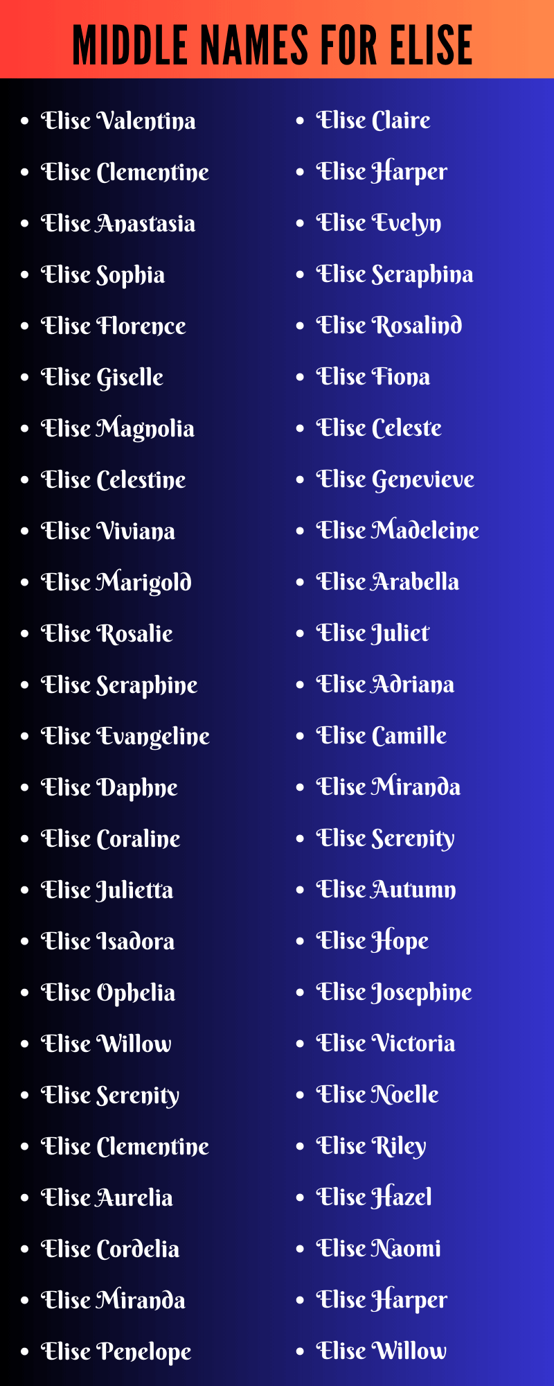 Middle Names For Elise