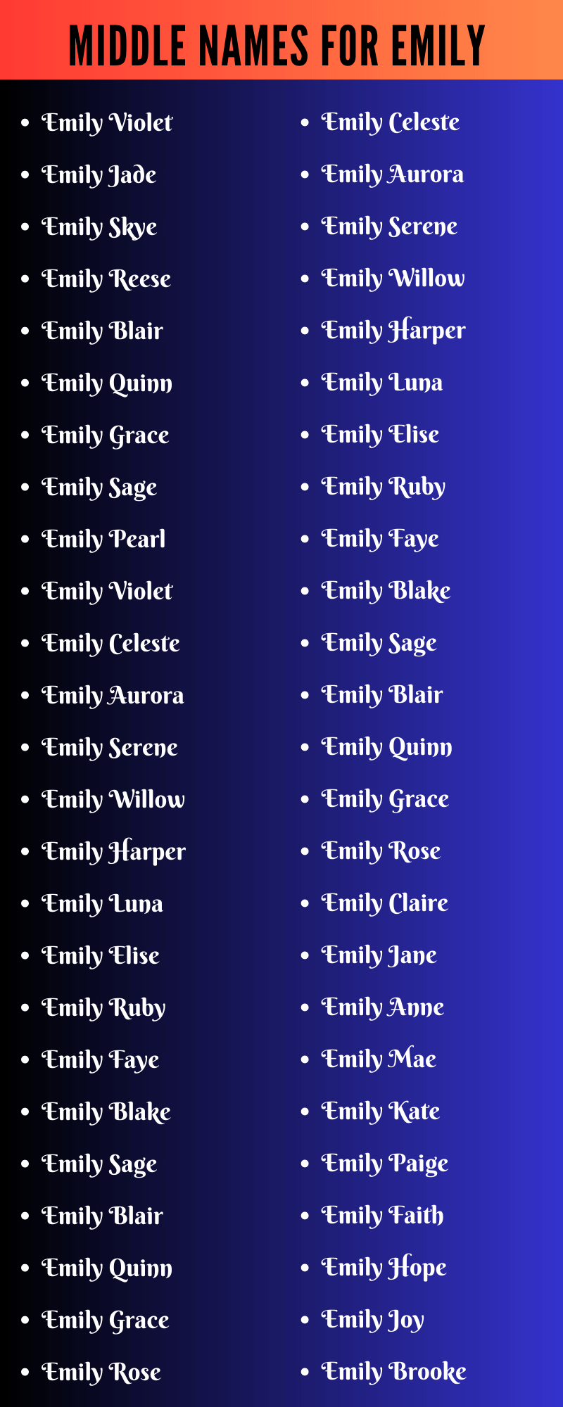 Middle Names For Emily