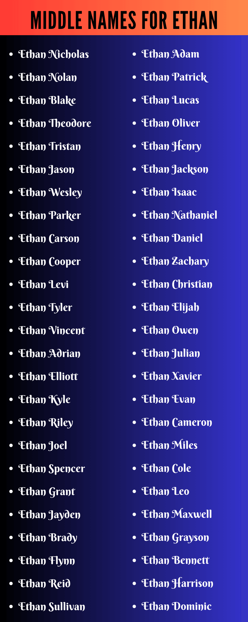 Middle Names For Ethan