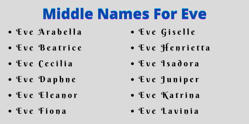 400 Amazing Middle Names For Eve