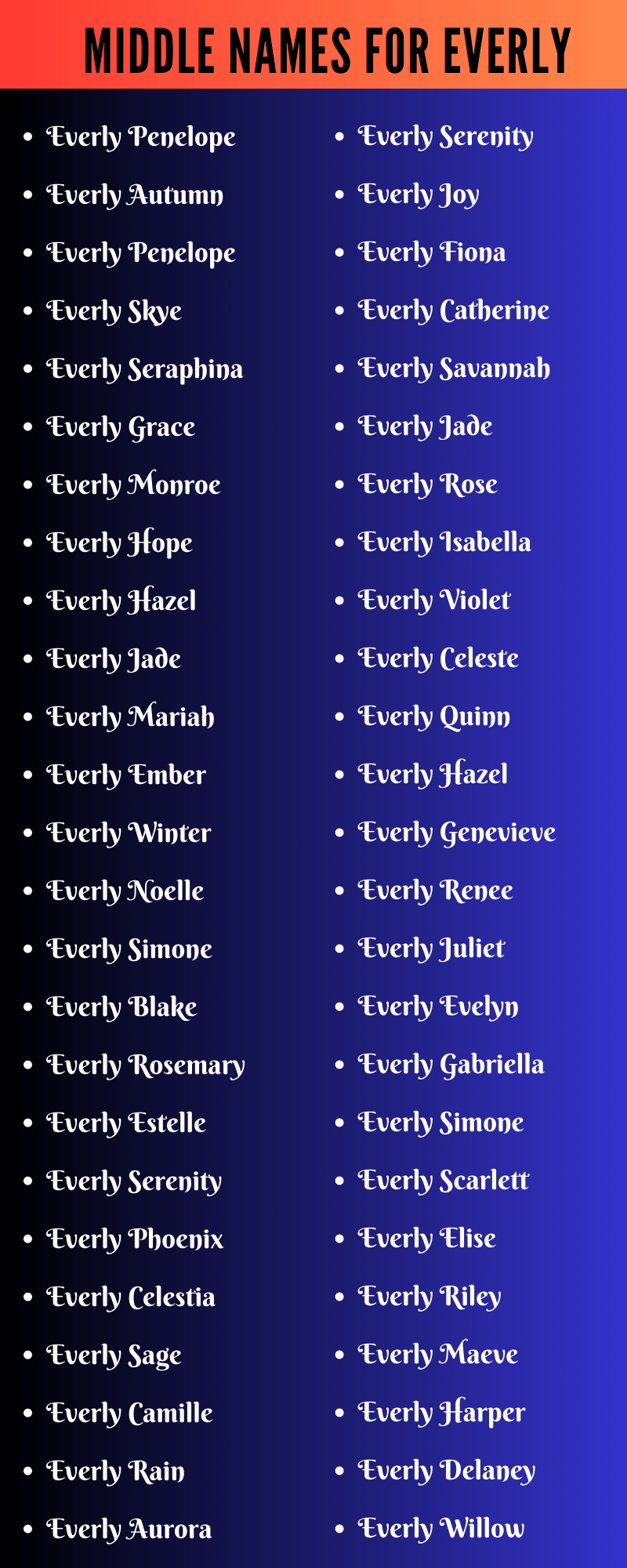 Middle Names For Everly