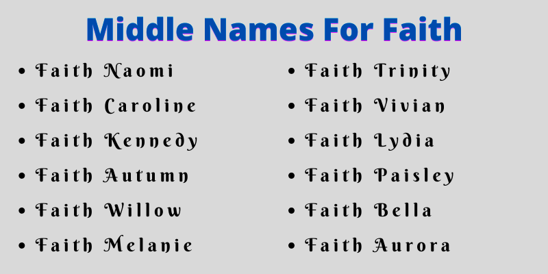 400 Classy Middle Names For Faith