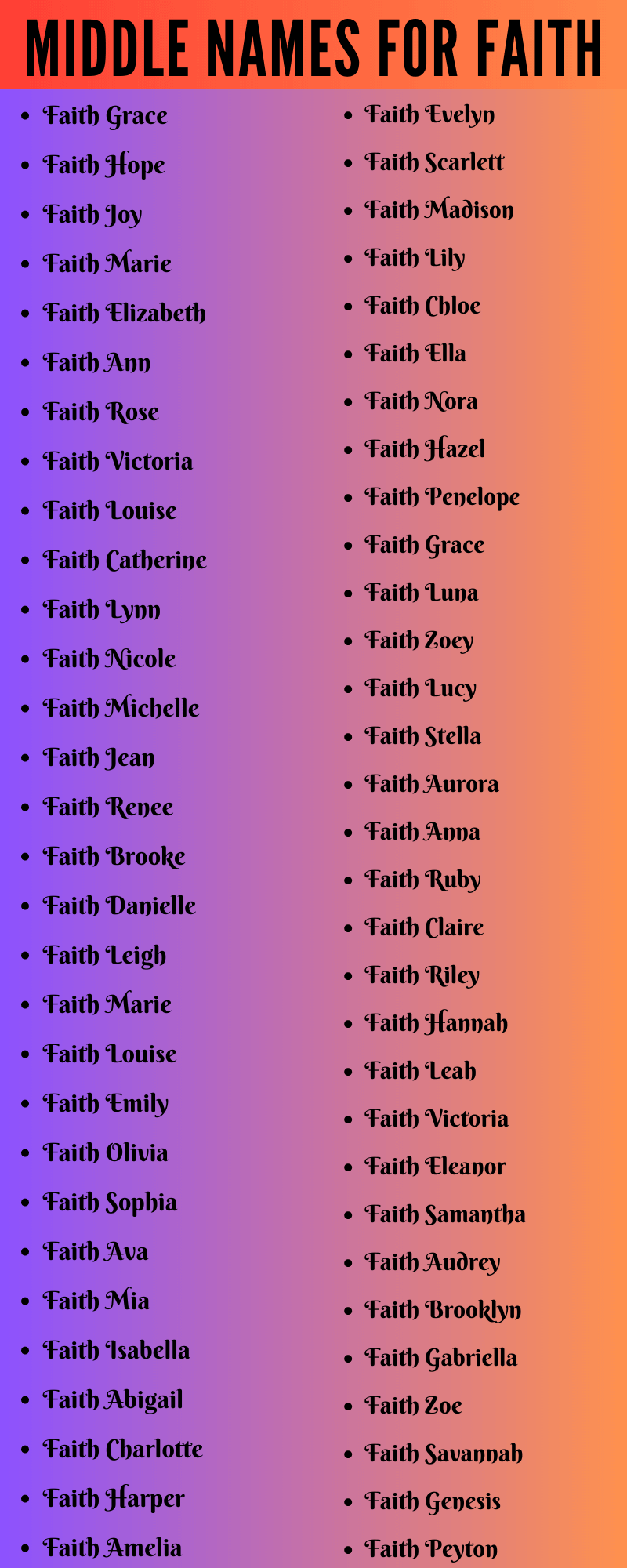 400 Classy Middle Names For Faith