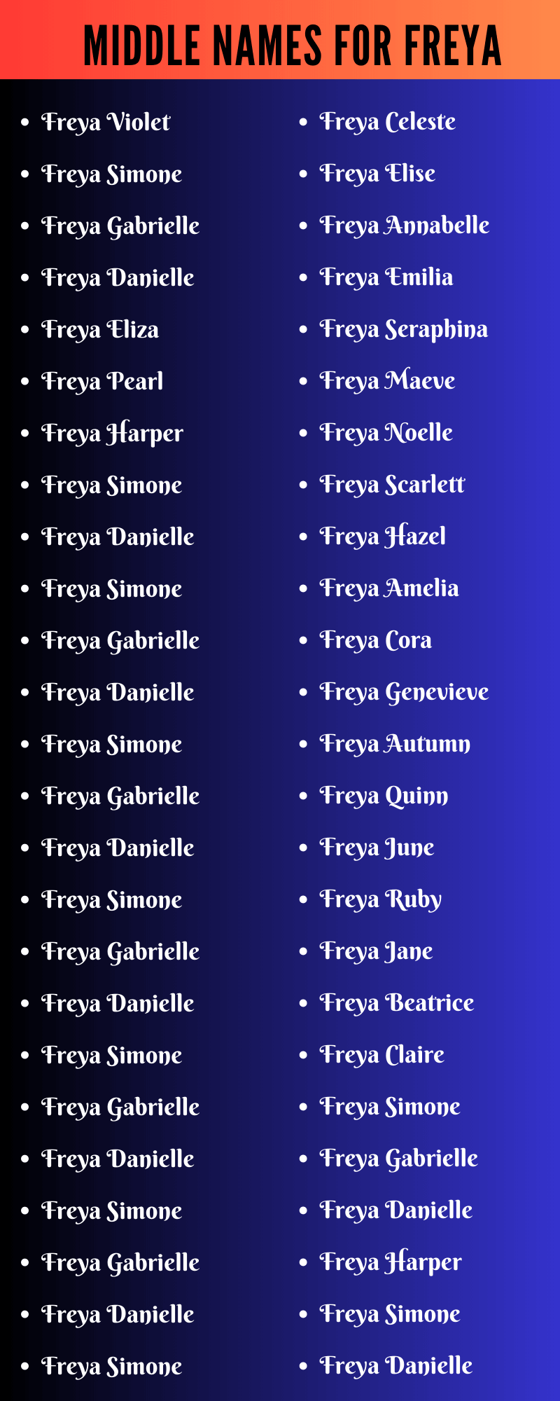 Middle Names For Freya