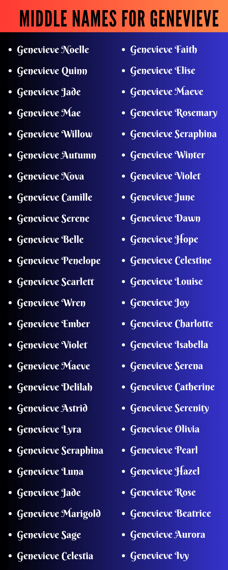 Middle Names For Genevieve