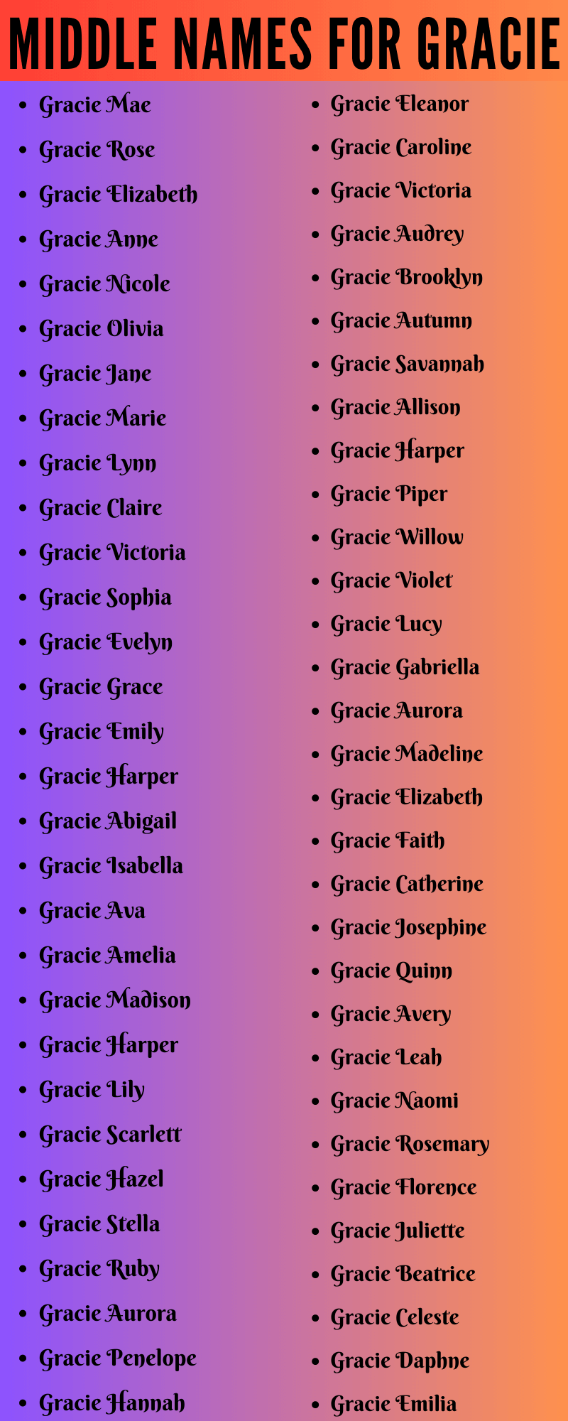 400 Classy Middle Names For Gracie That You Will Love