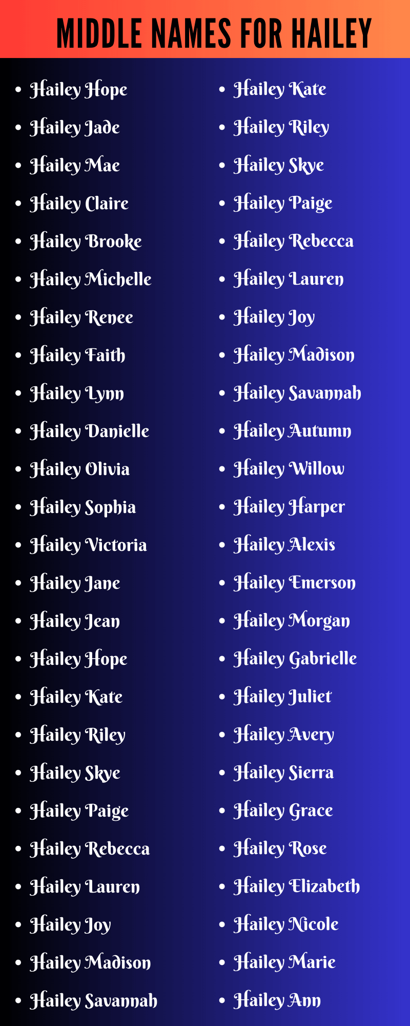 Middle Names For Hailey