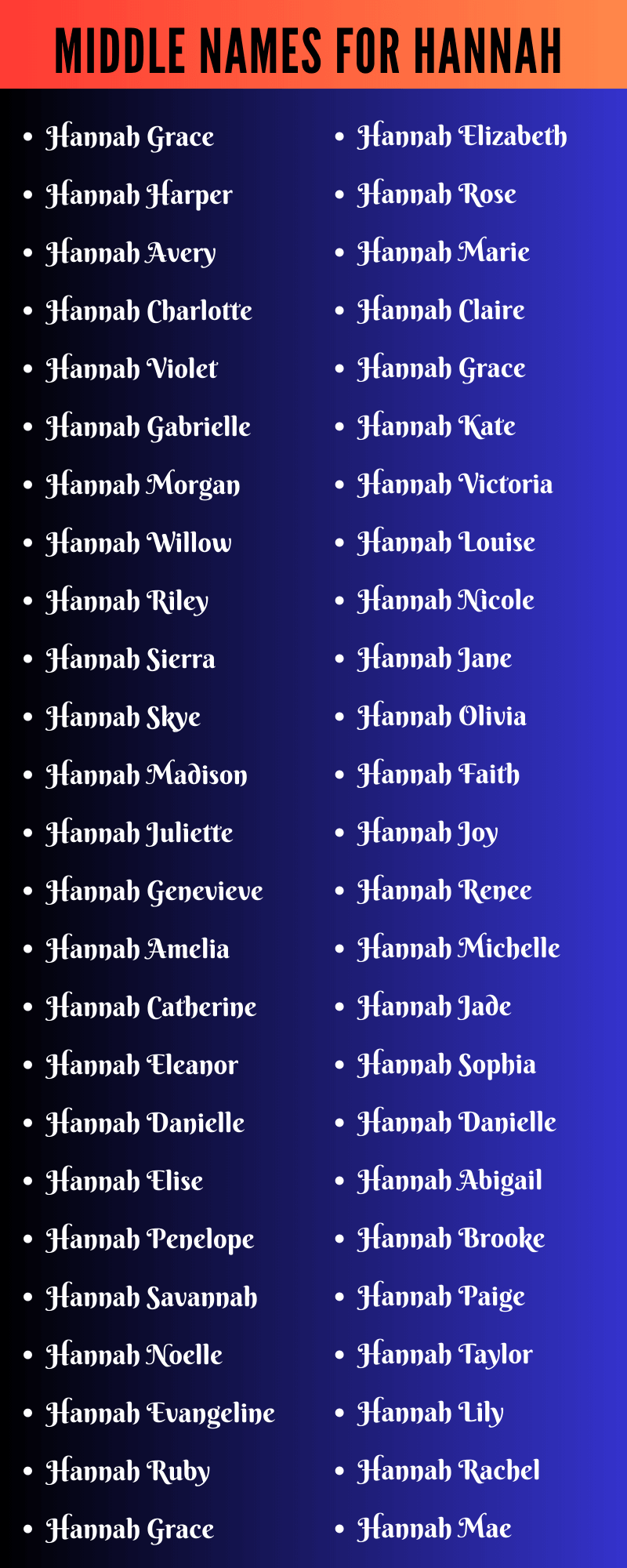 Middle Names For Hannah