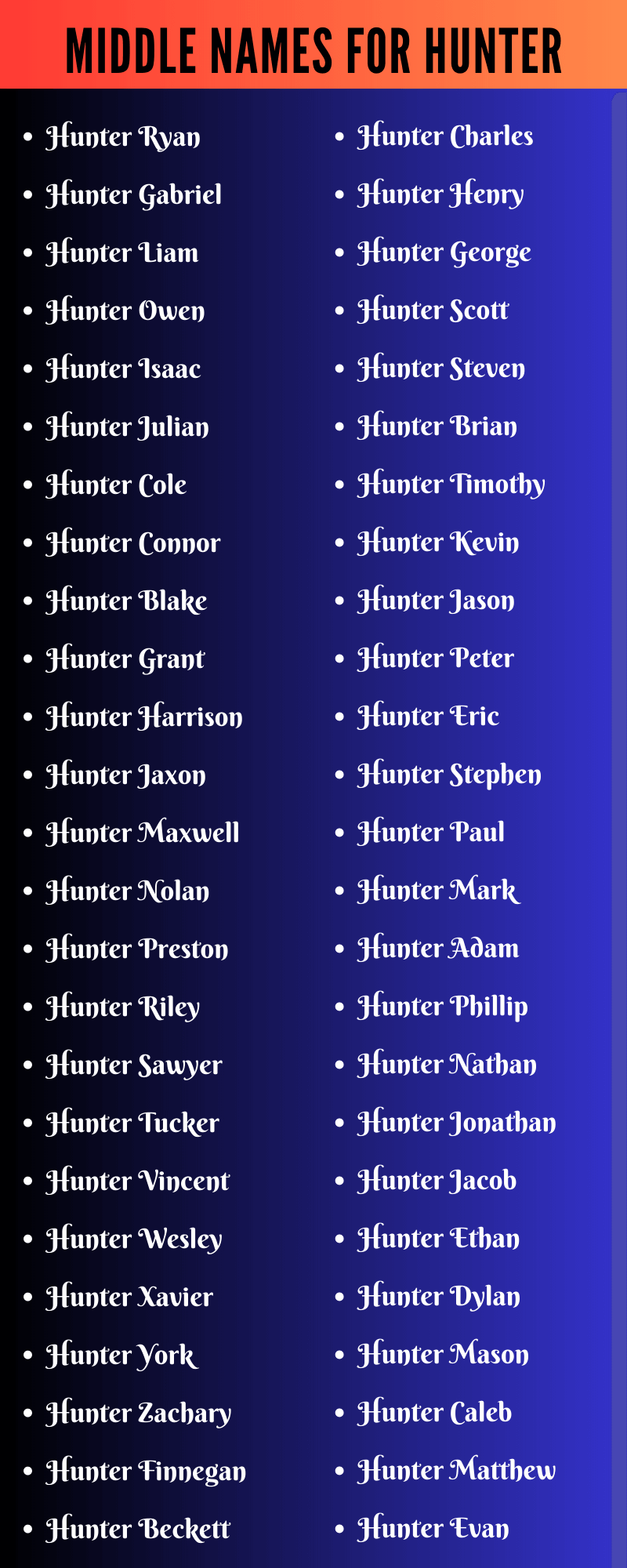 Middle Names For Hunter