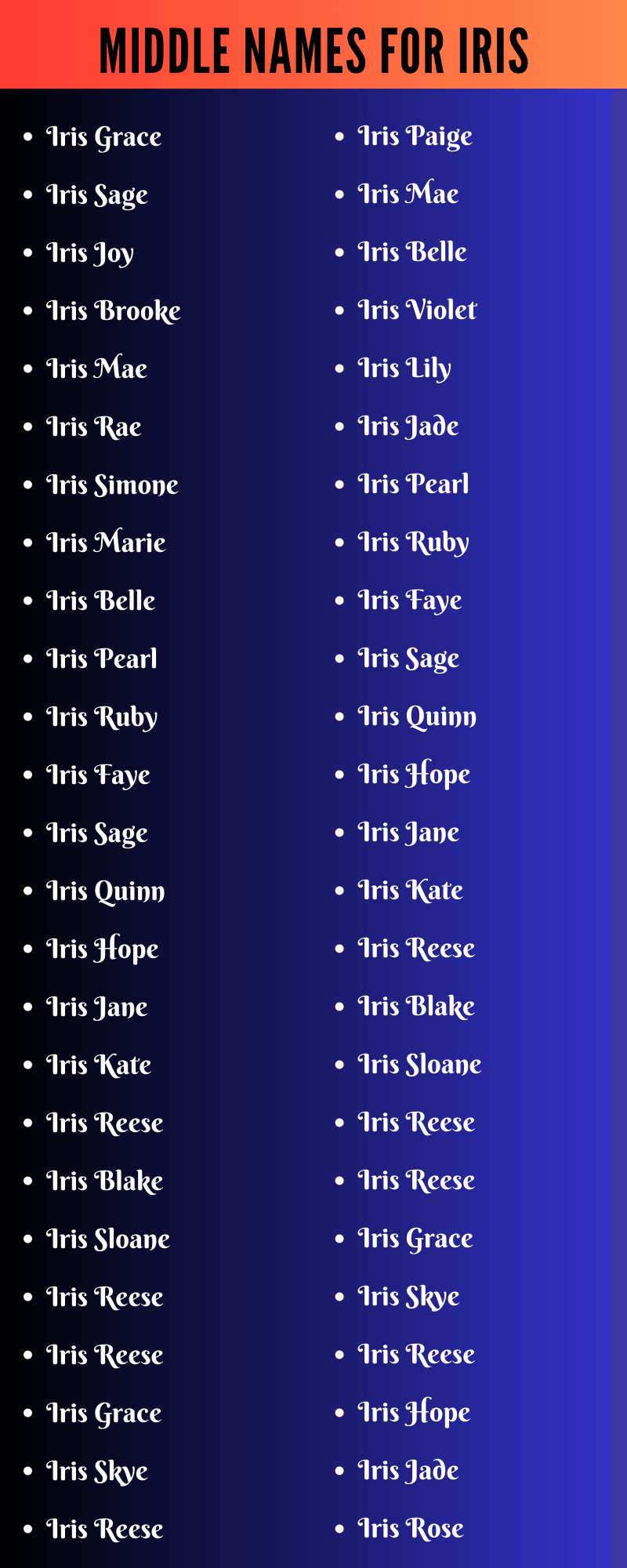 Middle Names For Iris