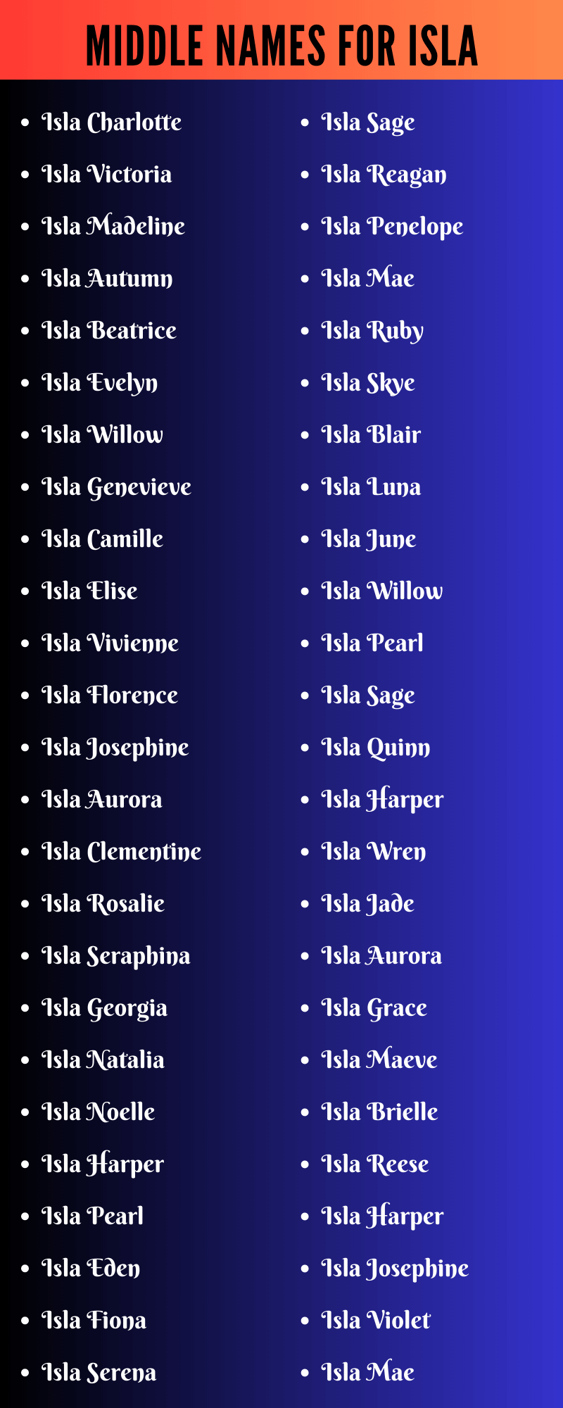 Middle Names For Isla
