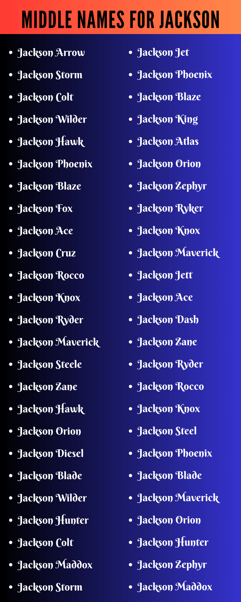 Middle Names For Jackson