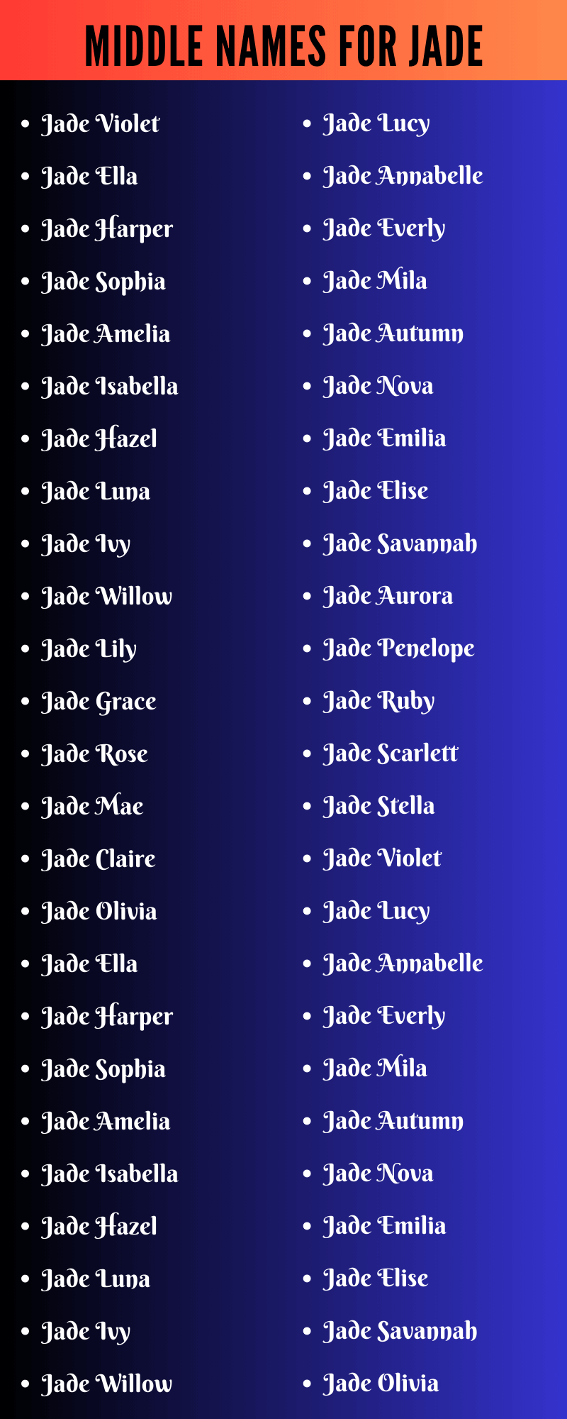Middle Names For Jade