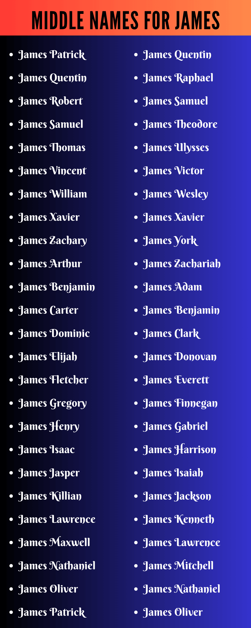 Middle Names For James