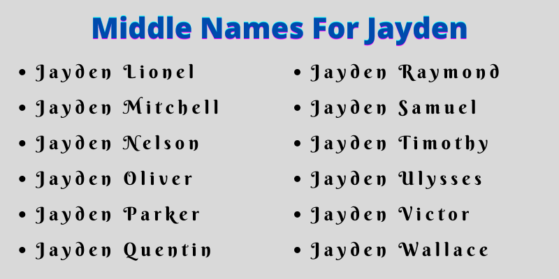 400 Catchy Middle Names For Jayden That You Will Like
