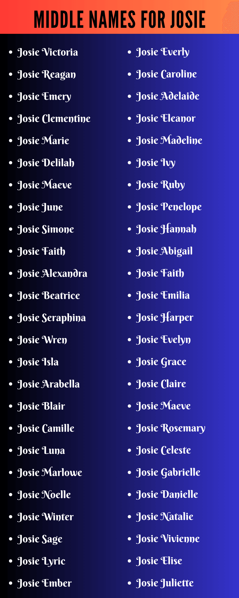 Middle Names For Josie