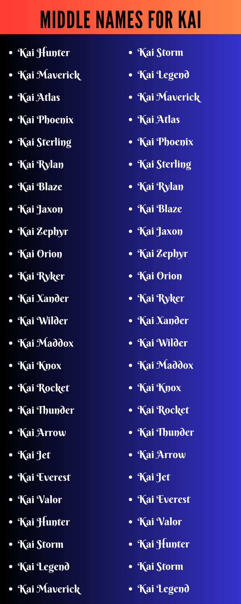 Middle Names For Kai