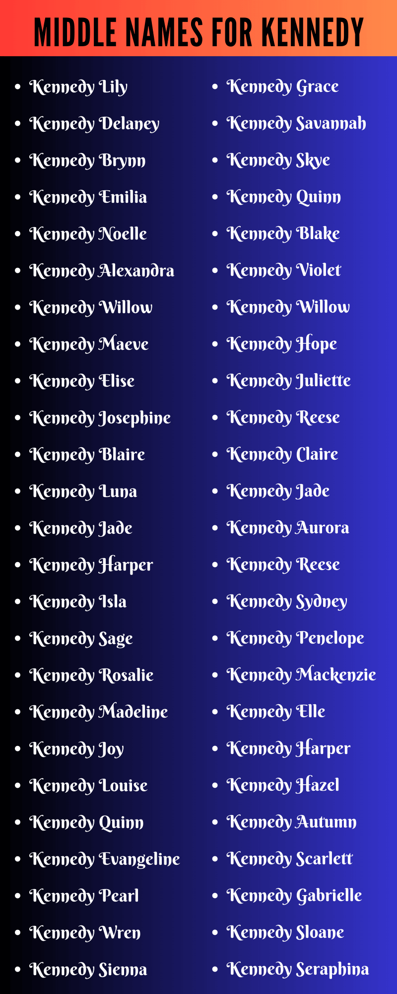Middle Names For Kennedy