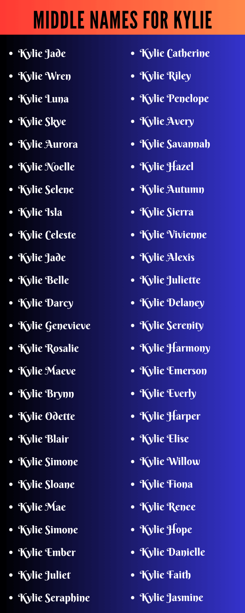 Middle Names For Kylie