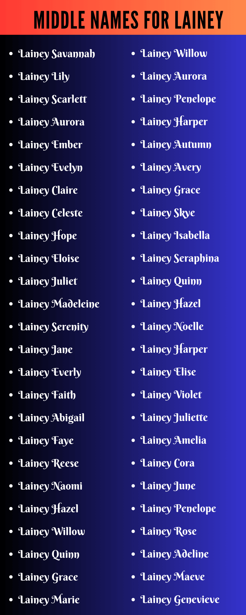 Middle Names For Lainey
