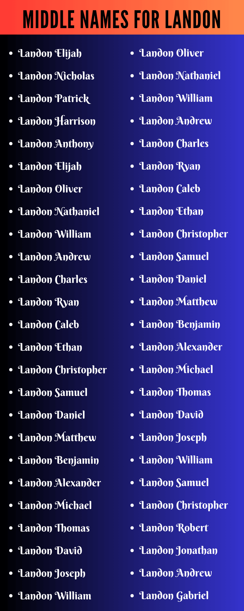 Middle Names For Landon