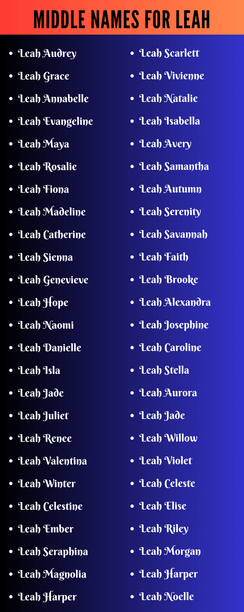 Middle Names For Leah