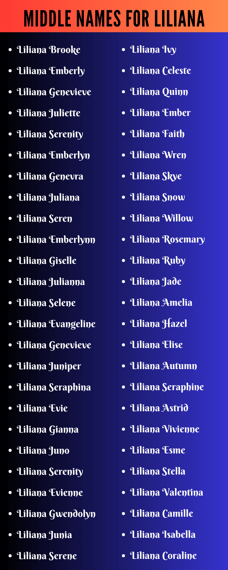 Middle Names For Liliana