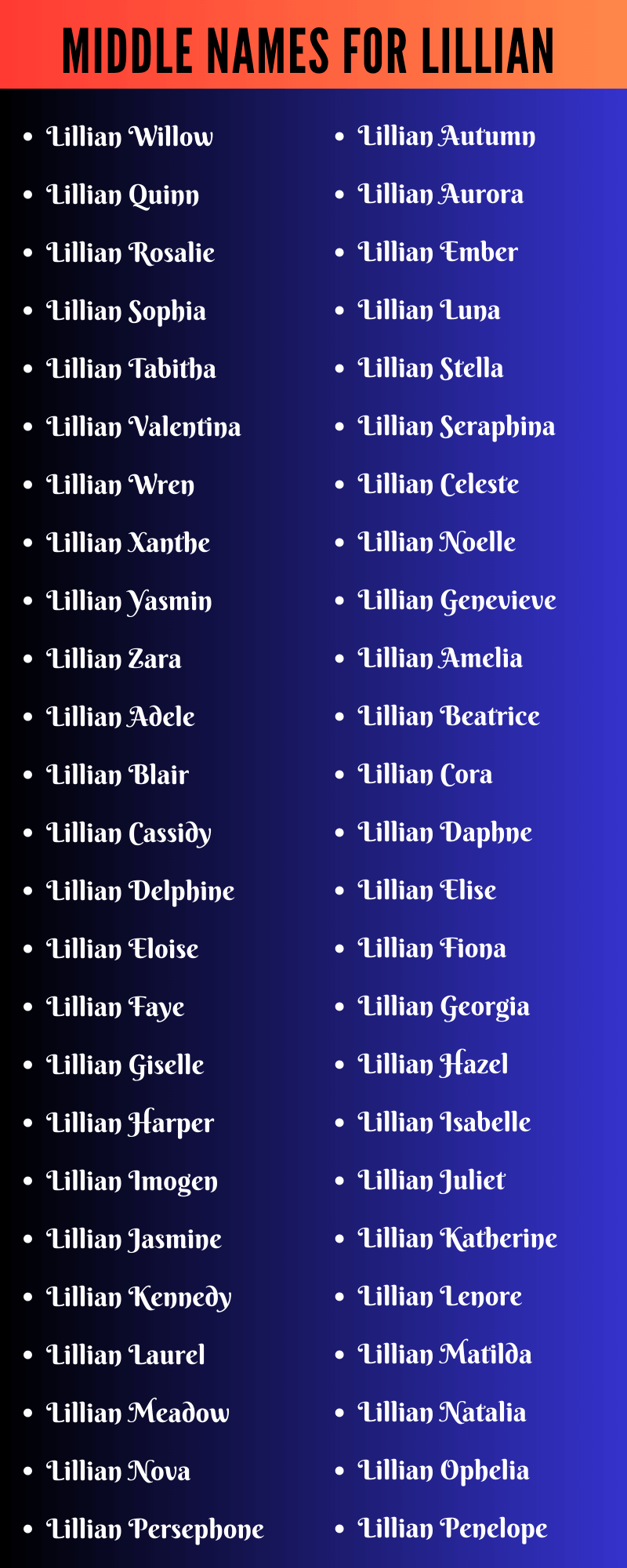 Middle Names For Lillian