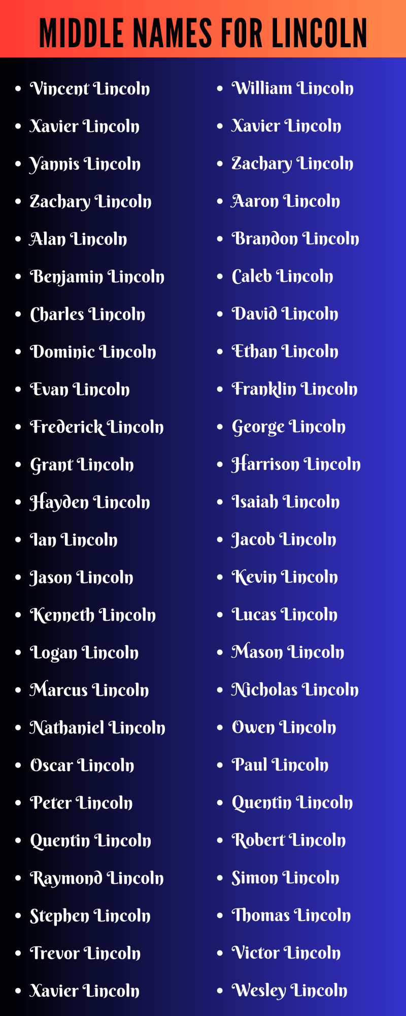 Middle Names For Lincoln