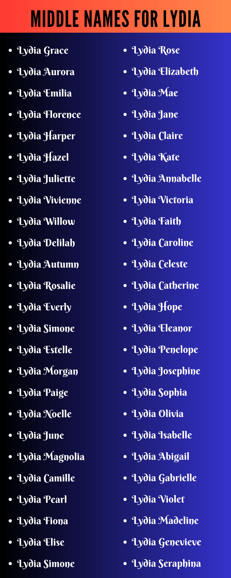 Middle Names For Lydia