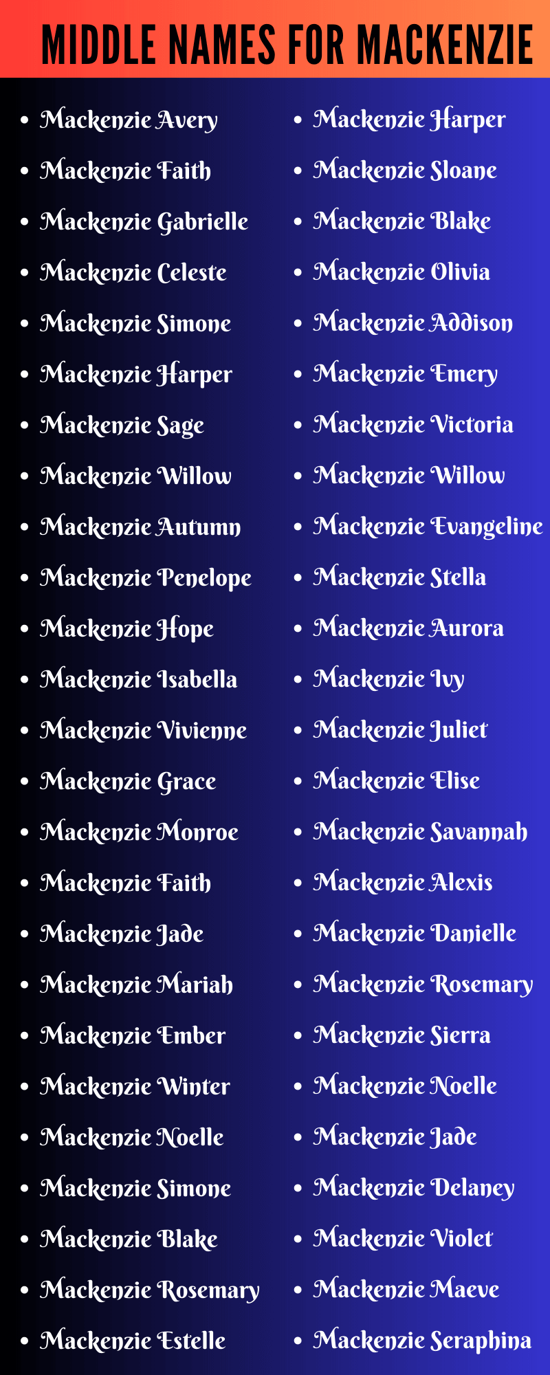 Middle Names For Mackenzie