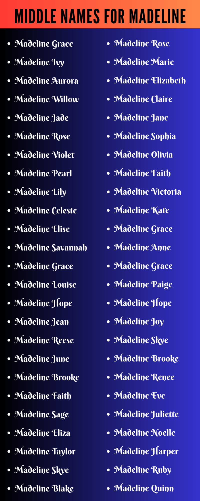 Middle Names For Madeline